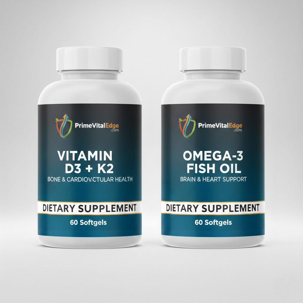 Vitamin D3 + K2 (60 Capsules) Omega-3 Fish Oil (60 Softgels)